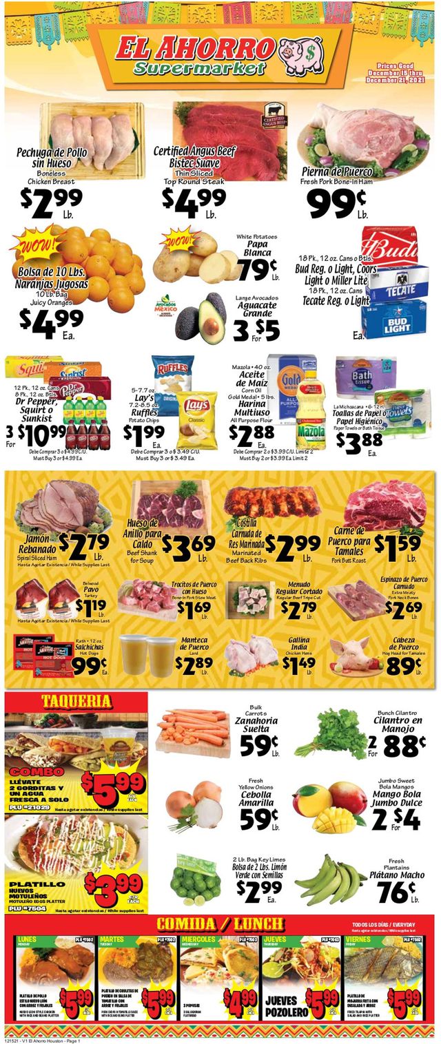 El Ahorro Supermarket Ad from 12/15/2021