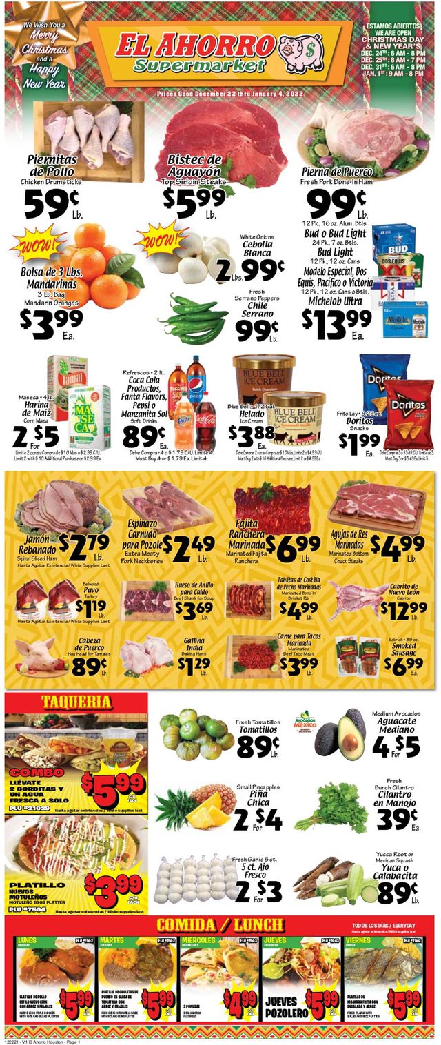 El Ahorro Supermarket Ad from 12/22/2021