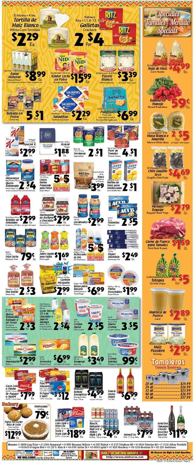 El Ahorro Supermarket Ad from 12/22/2021