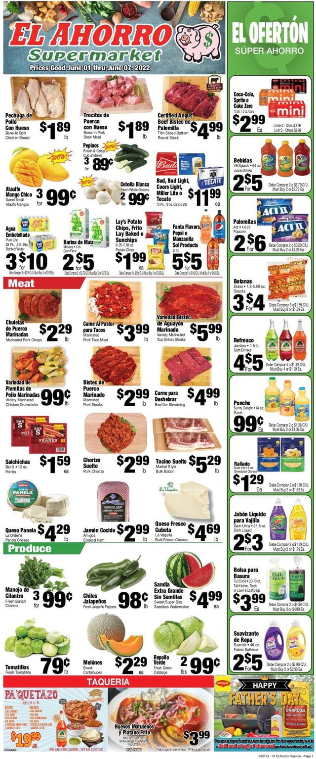 El Ahorro Supermarket Ad from 06/01/2022