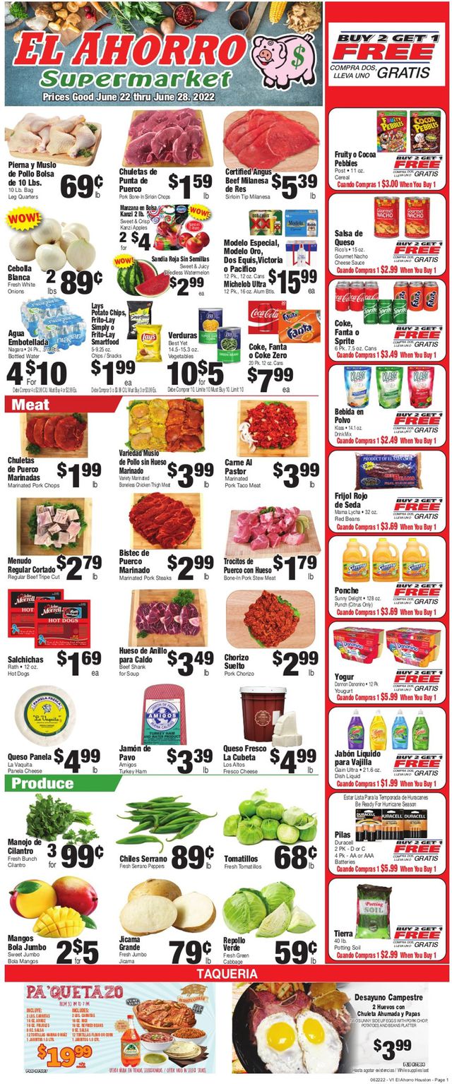 El Ahorro Supermarket Ad from 06/22/2022