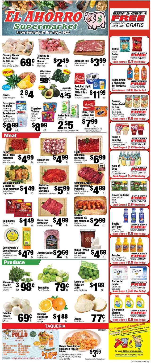 El Ahorro Supermarket Ad from 07/27/2022