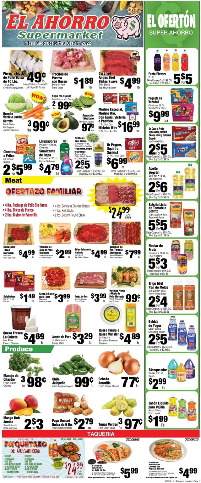 El Ahorro Supermarket Ad from 10/05/2022