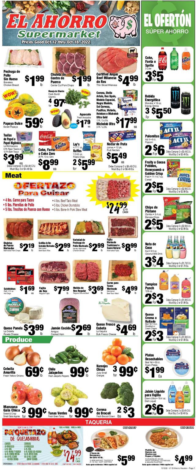 El Ahorro Supermarket Ad from 10/12/2022