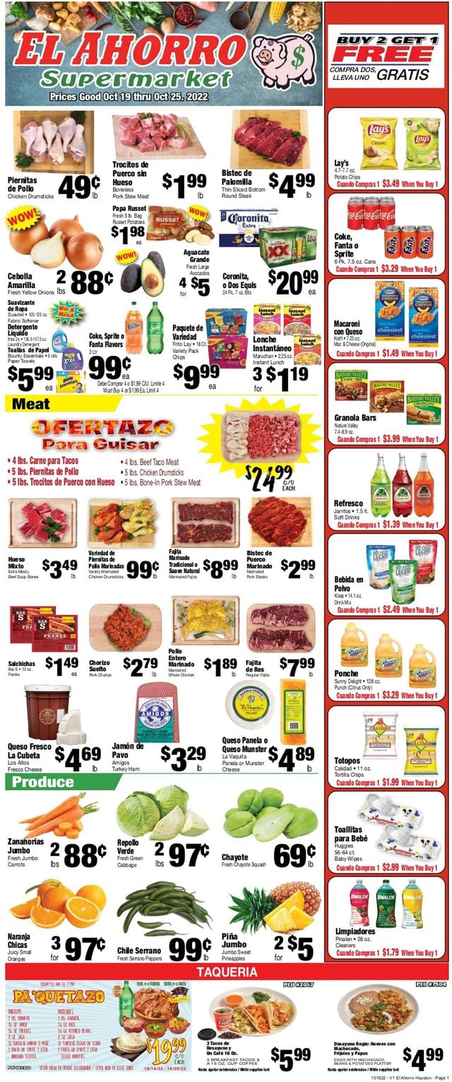 El Ahorro Supermarket Ad from 10/19/2022