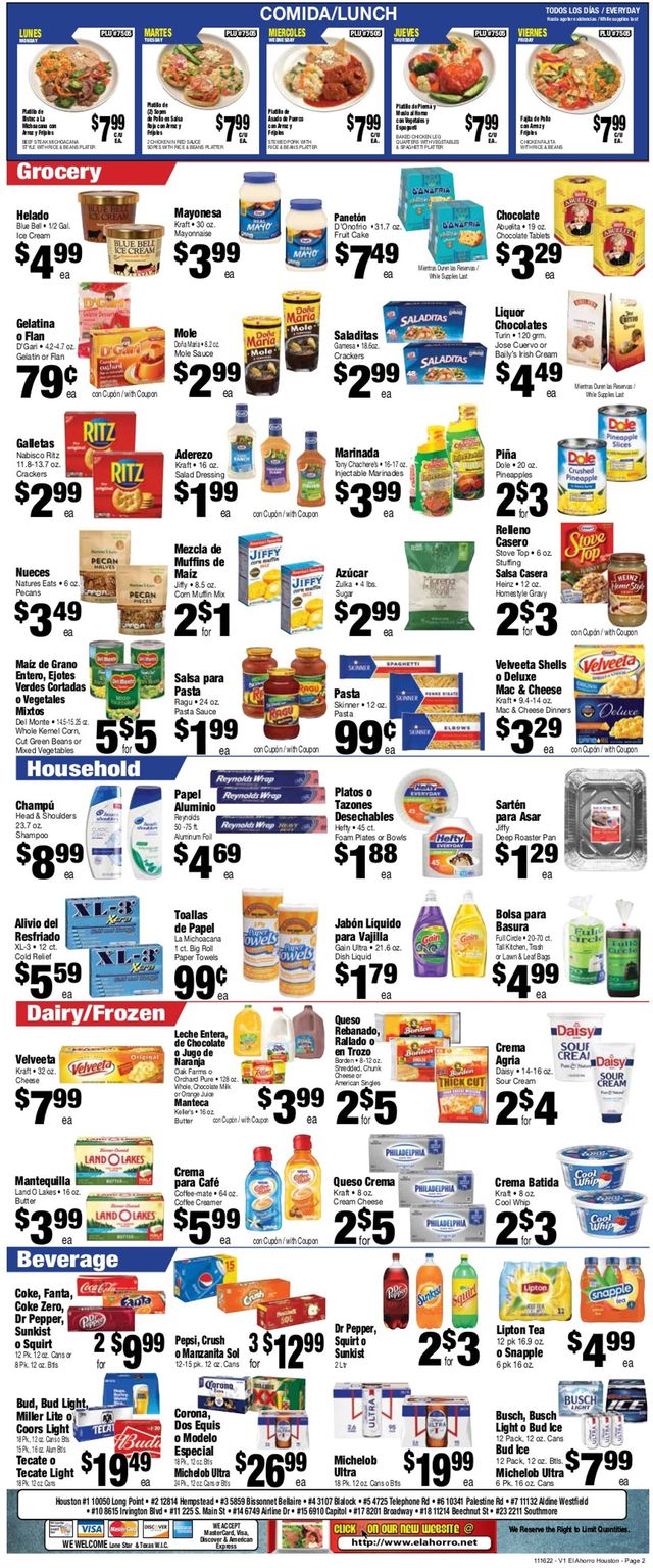 El Ahorro Supermarket Ad from 11/16/2022