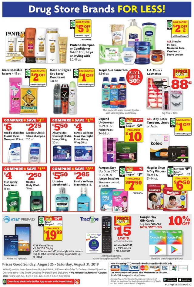 Family Dollar Ad from 08/25/2019