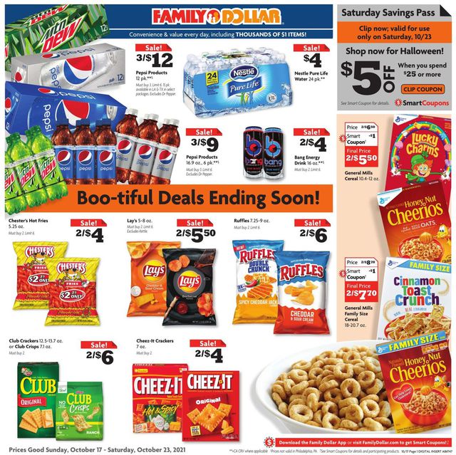 Family Dollar Ad from 10/17/2021