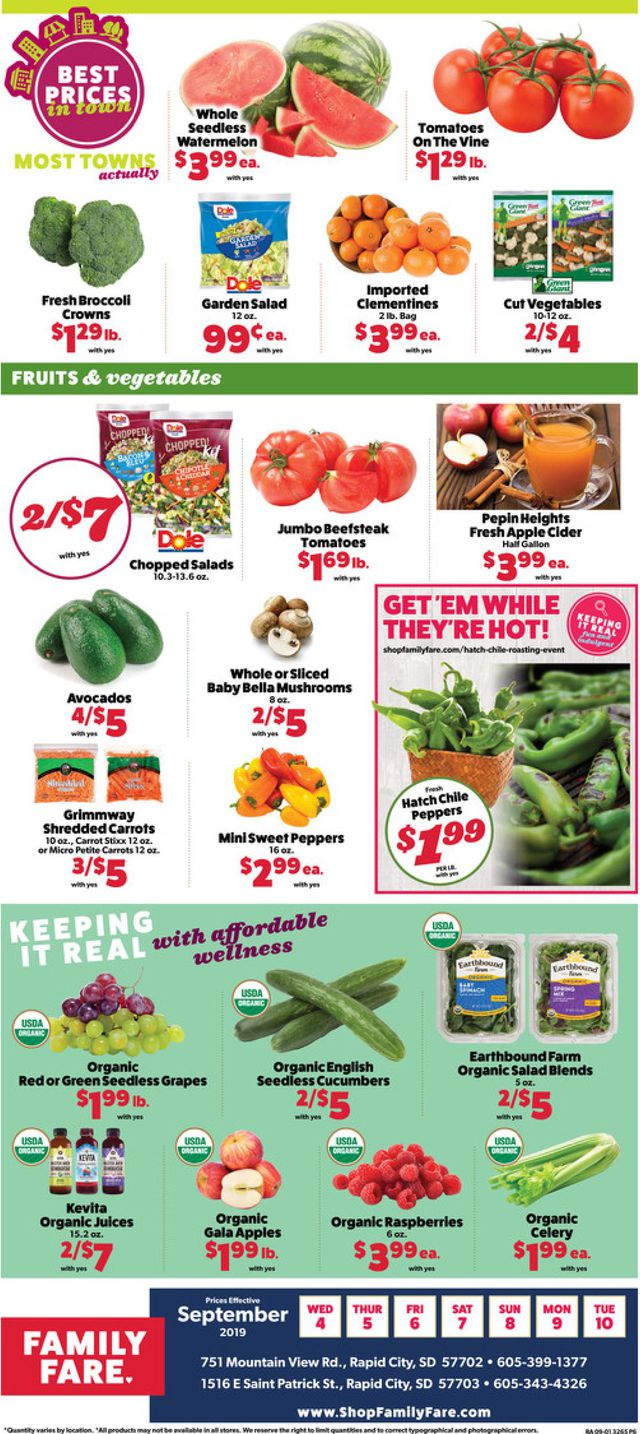 Family Fare Ad from 09/04/2019