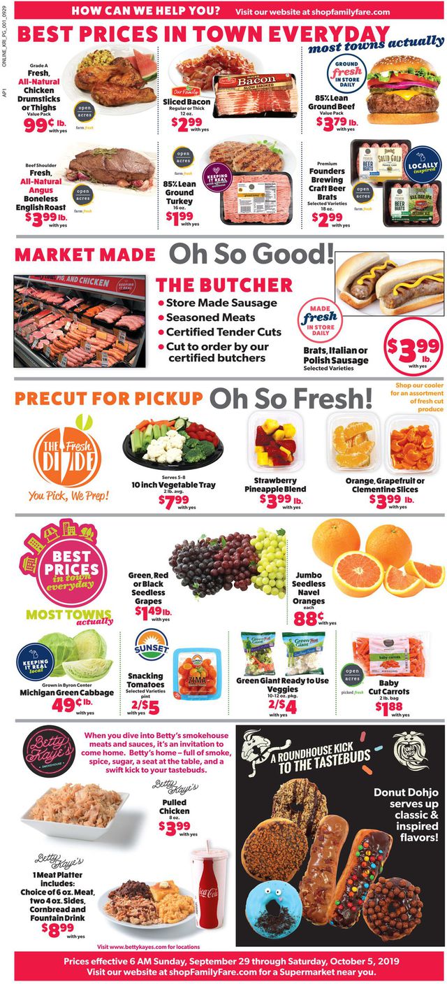 Family Fare Ad from 09/29/2019