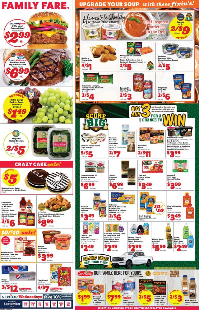 Family Fare Ad from 09/22/2021