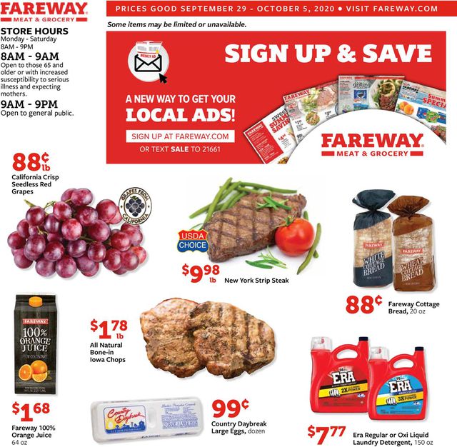 Fareway Ad from 09/29/2020