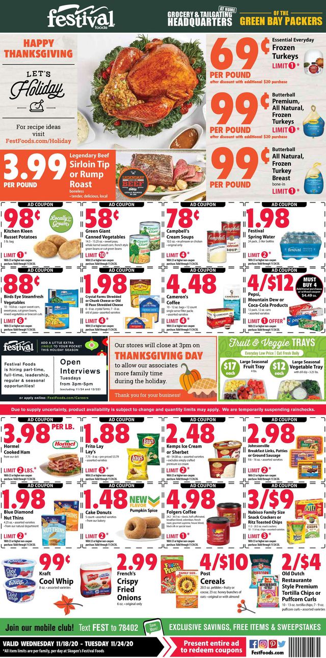 Festival Foods Ad from 11/18/2020