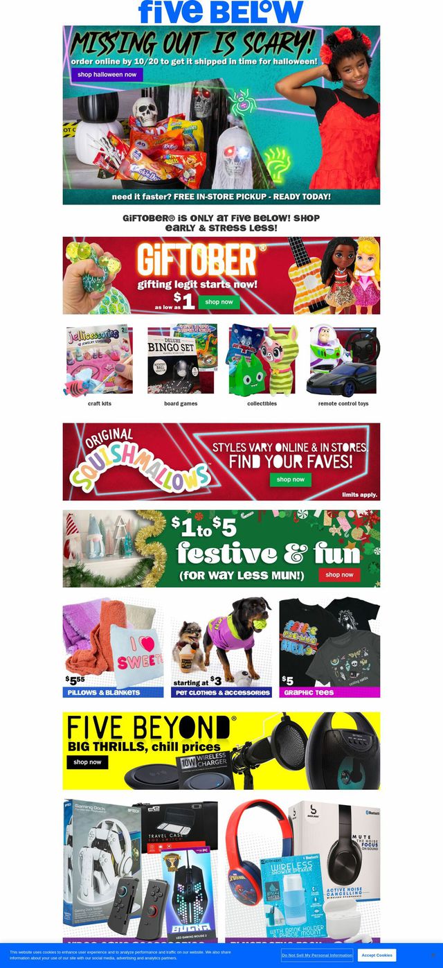 Five Below Ad from 10/19/2022