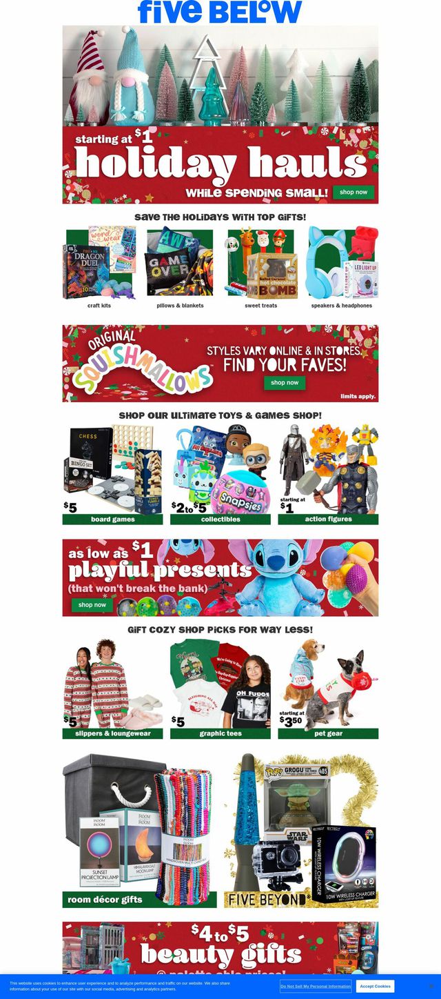 Five Below Ad from 11/16/2022