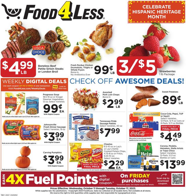 Food 4 Less Ad from 10/11/2023
