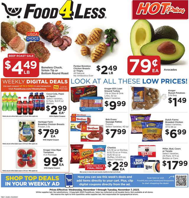 Food 4 Less Ad from 11/01/2023