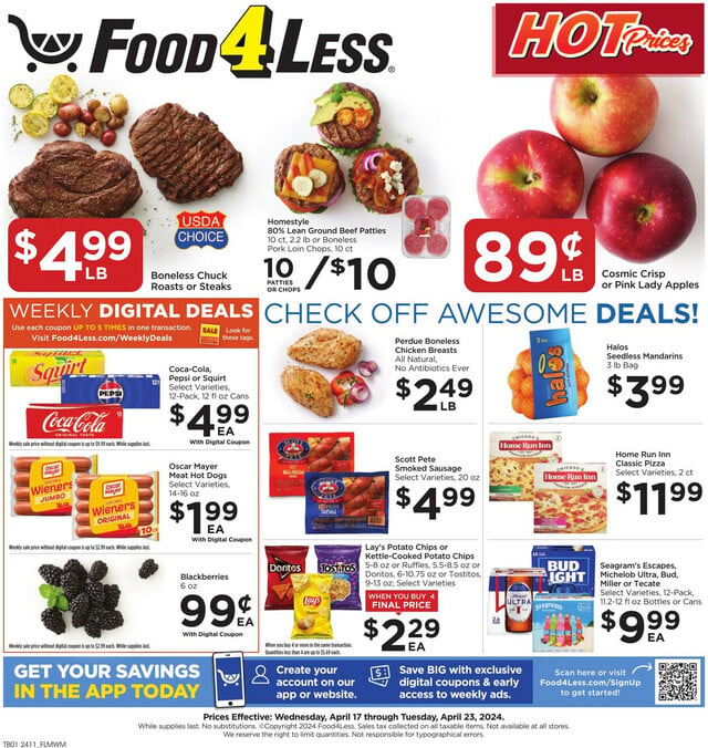 Food 4 Less Ad from 04/17/2024
