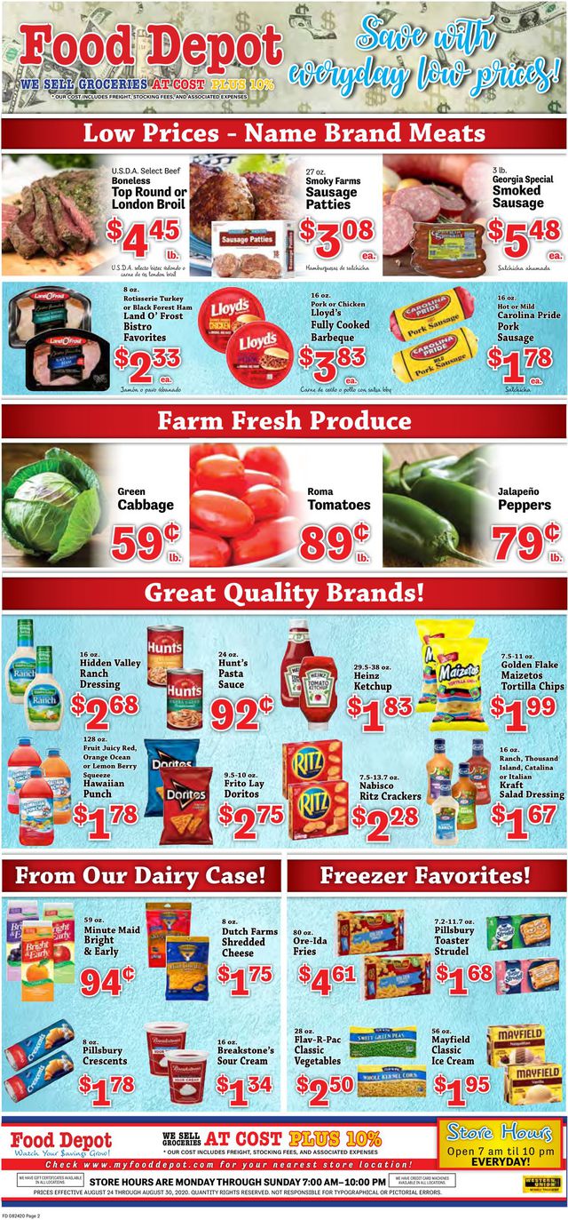 Food Depot Ad from 08/24/2020