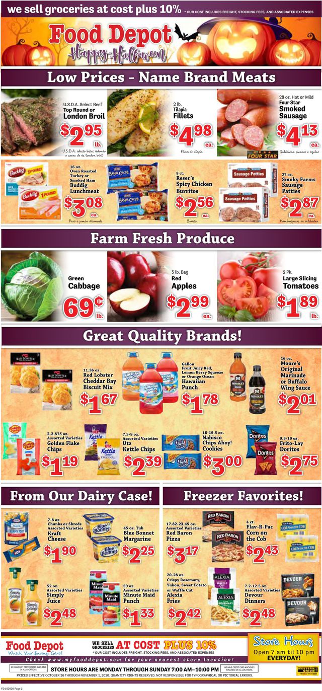 Food Depot Ad from 10/26/2020