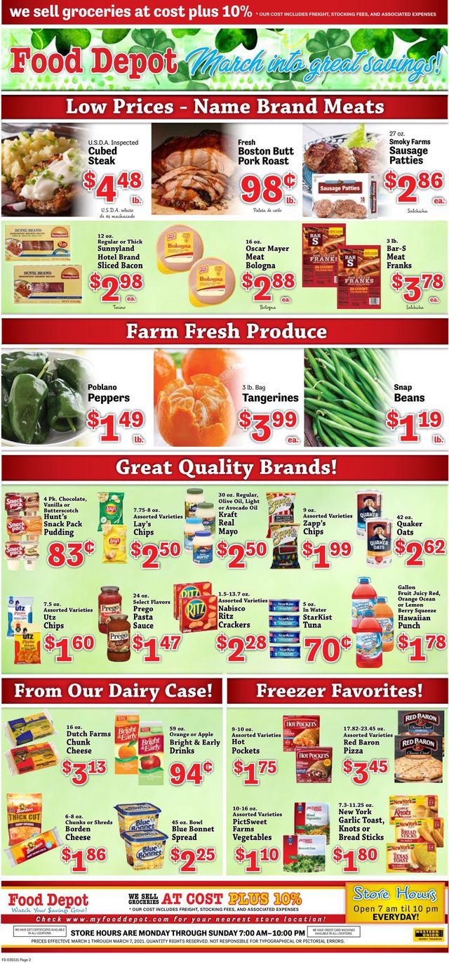 Food Depot Ad from 03/01/2021