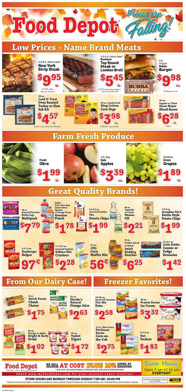 Food Depot Ad from 10/04/2021