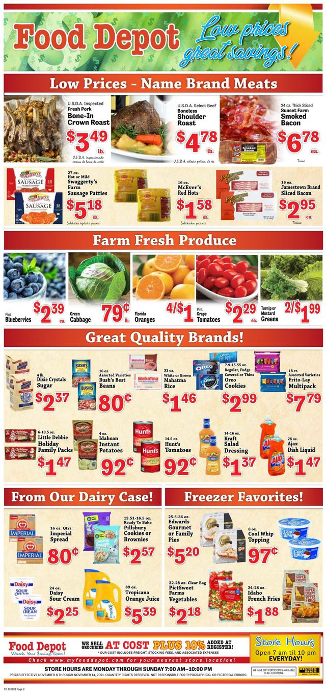 Food Depot Ad from 11/08/2021