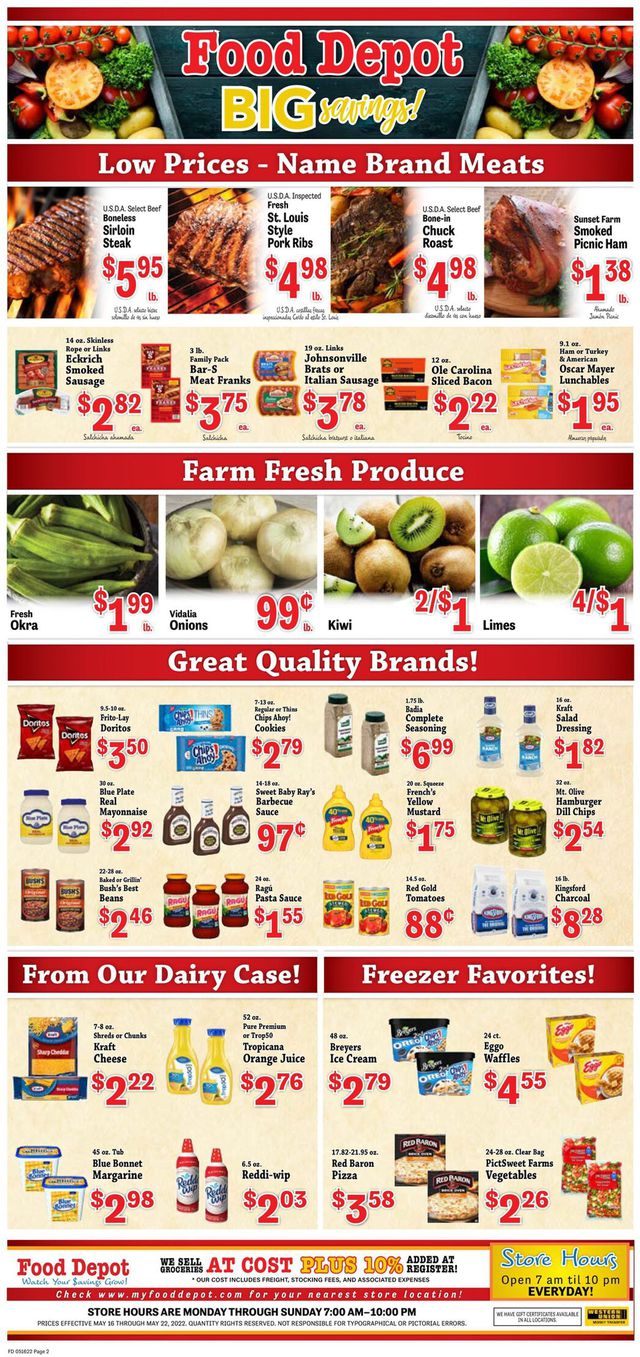 Food Depot Ad from 05/16/2022