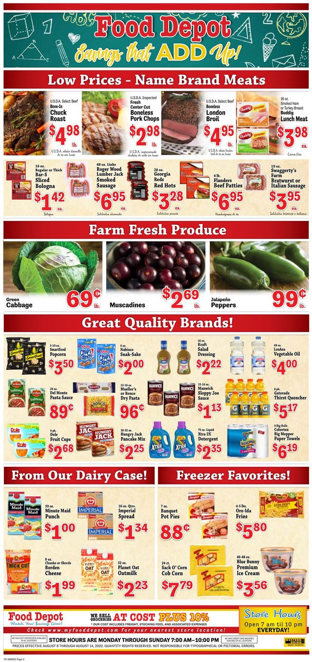 Food Depot Ad from 08/08/2022