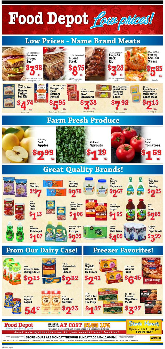 Food Depot Ad from 09/12/2022