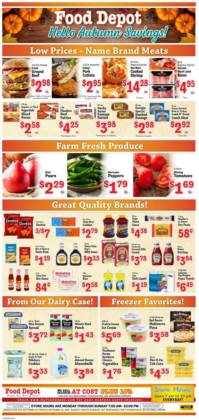 Food Depot Ad from 09/19/2022