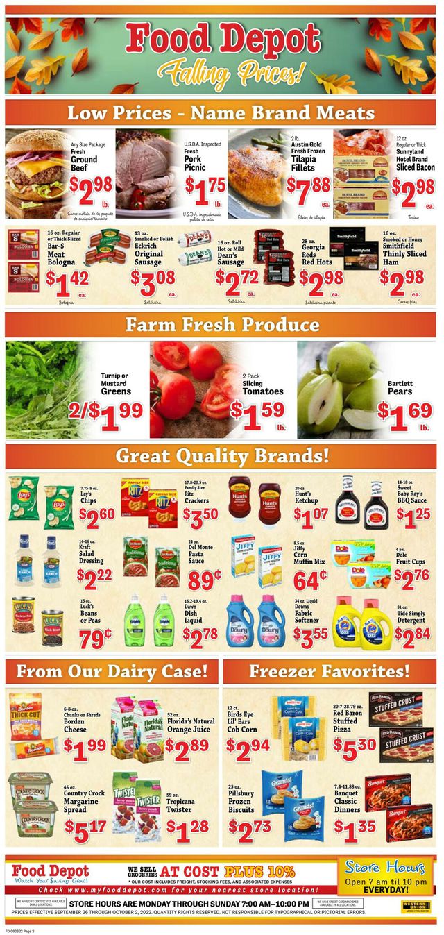 Food Depot Ad from 09/26/2022