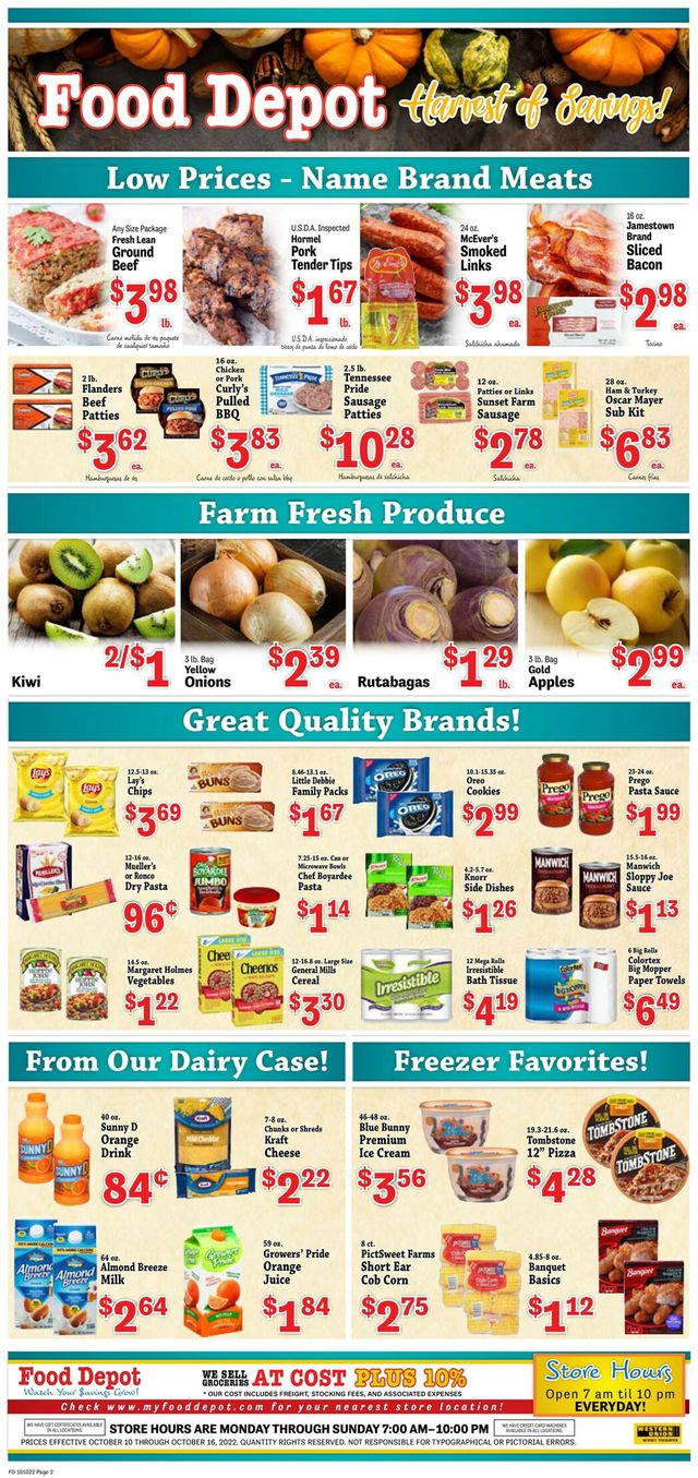 Food Depot Ad from 10/10/2022