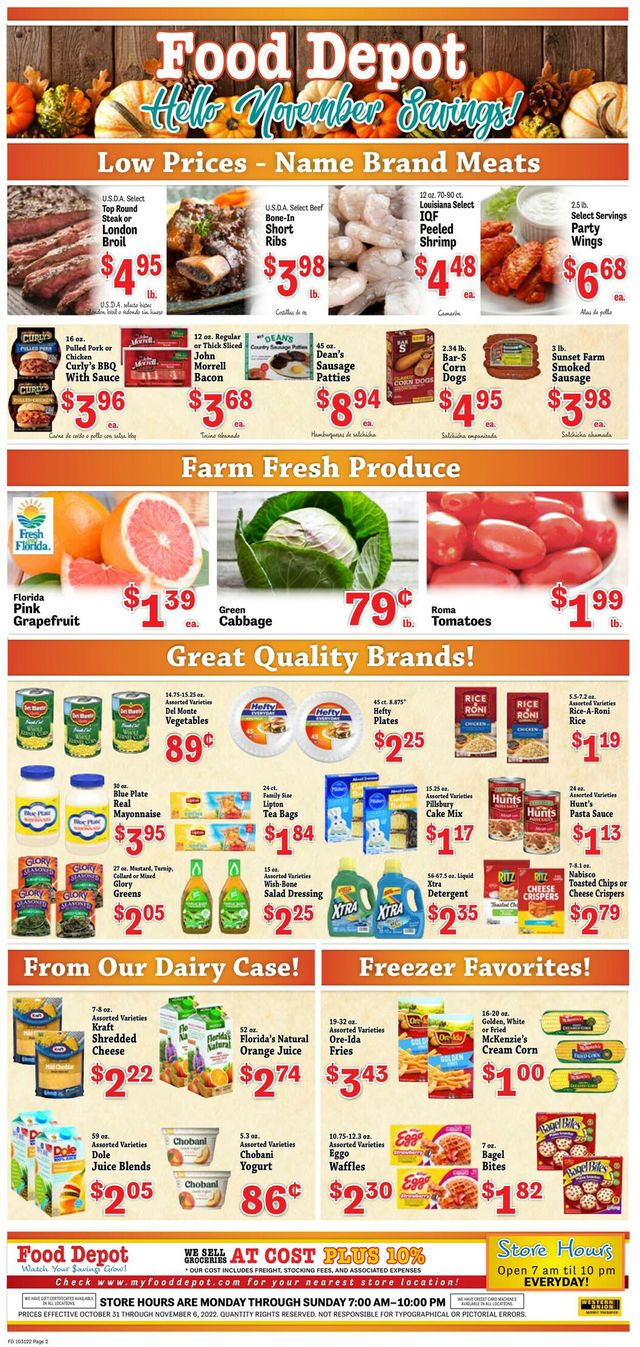 Food Depot Ad from 10/31/2022