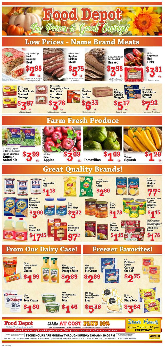 Food Depot Ad from 11/07/2022