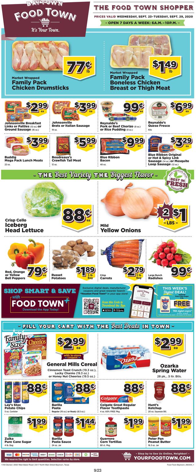Food Town Ad from 09/23/2020