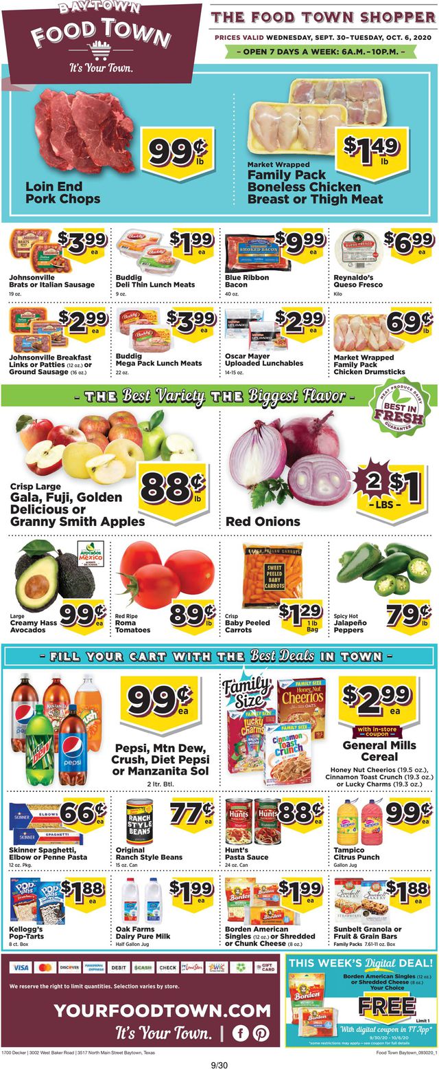 Food Town Ad from 09/30/2020