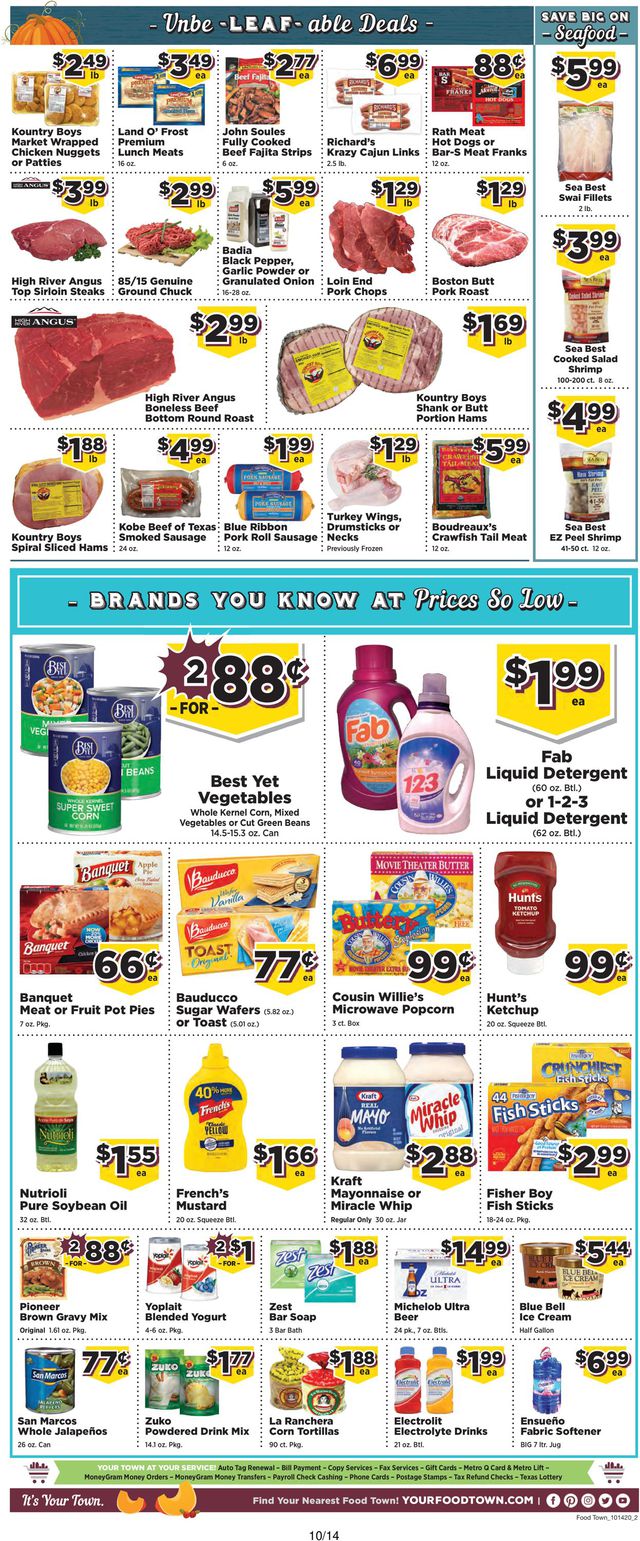 Food Town Ad from 10/14/2020