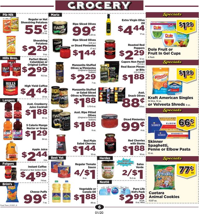 Food Town Ad from 01/20/2021