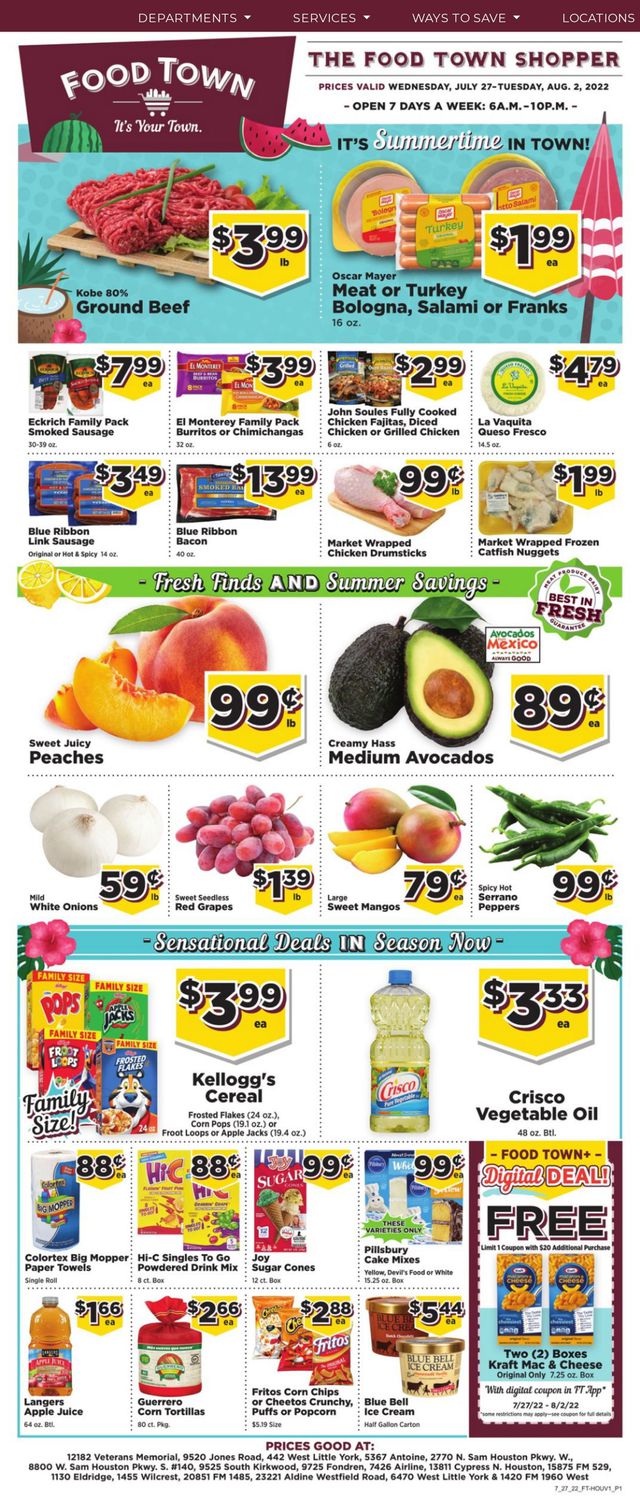 Food Town Ad from 07/27/2022