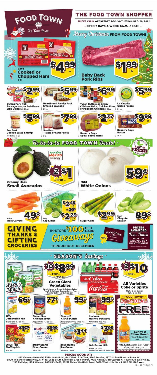 Food Town Ad from 12/14/2022