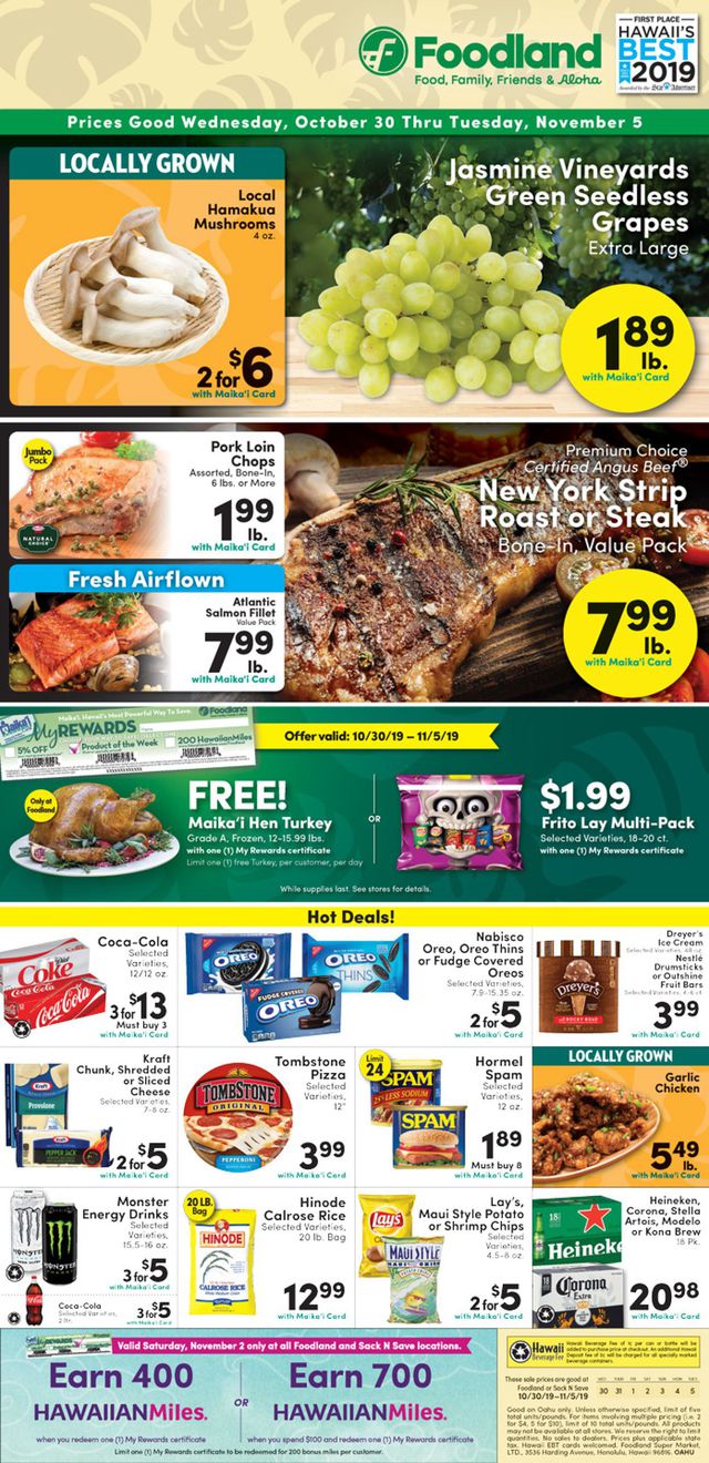 Foodland Ad from 10/30/2019
