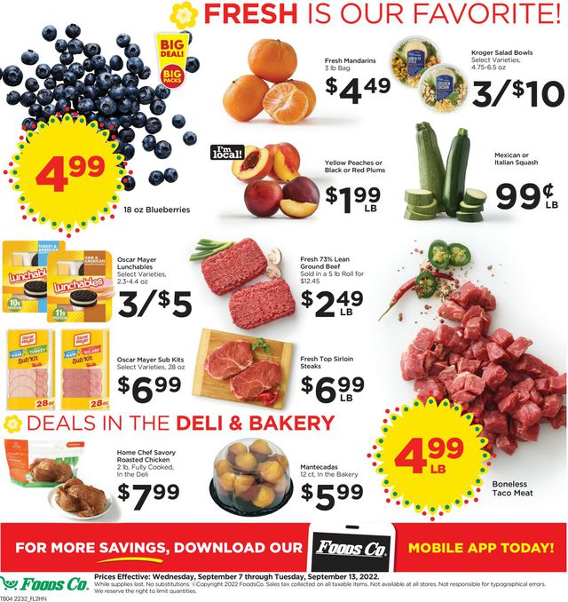 Foods Co. Ad from 09/07/2022