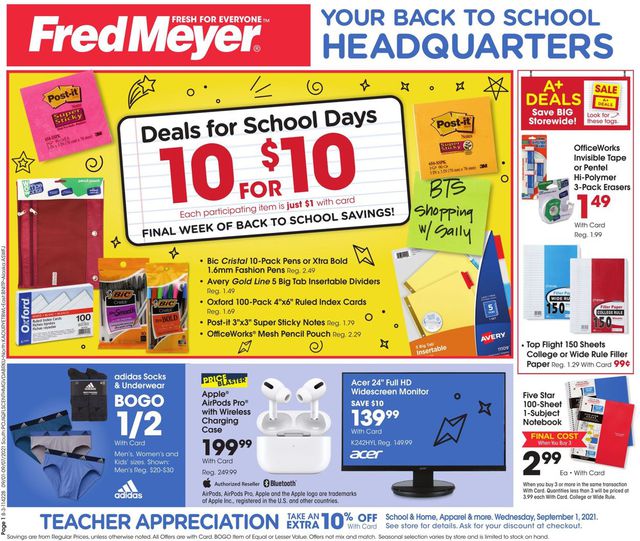 Fred Meyer Ad from 09/01/2021