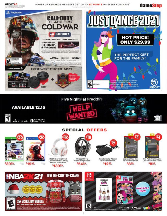 Game Stop Ad from 12/13/2020