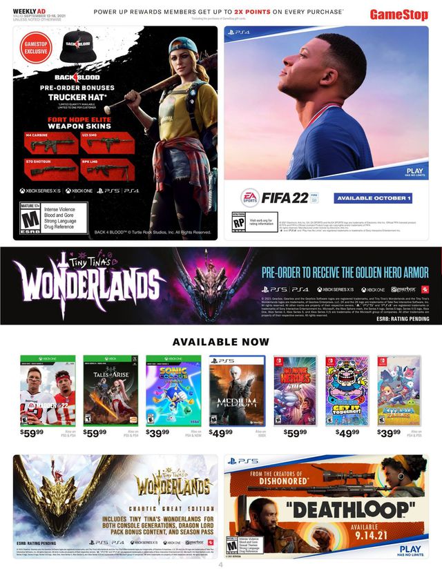 Game Stop Ad from 09/12/2021