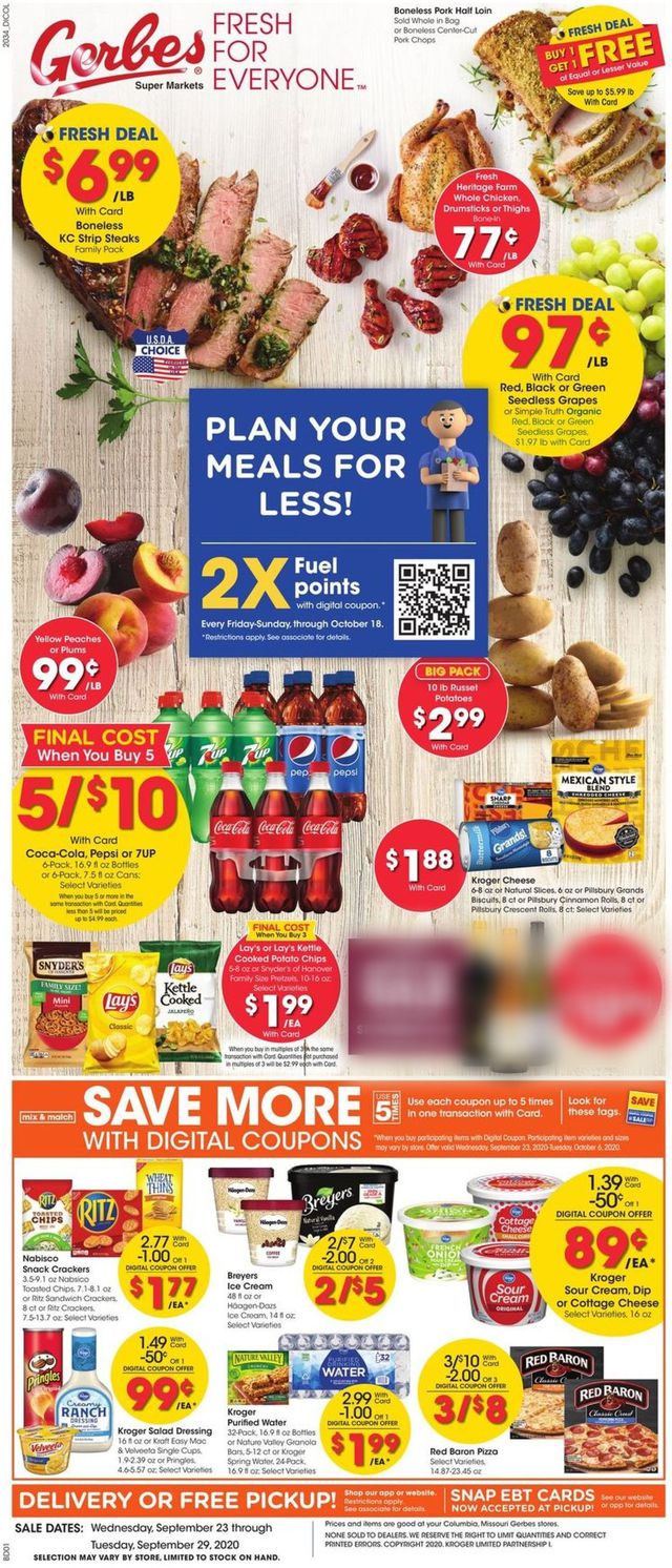 Gerbes Super Markets Ad from 09/23/2020