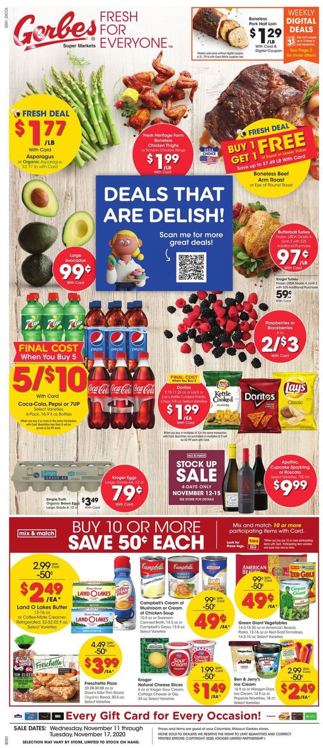 Gerbes Super Markets Ad from 11/11/2020