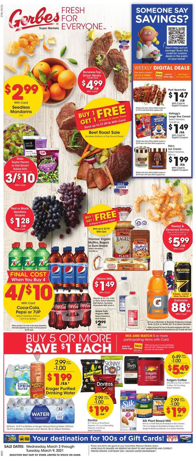Gerbes Super Markets Ad from 03/03/2021