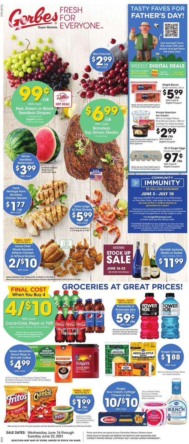 Gerbes Super Markets Ad from 06/16/2021